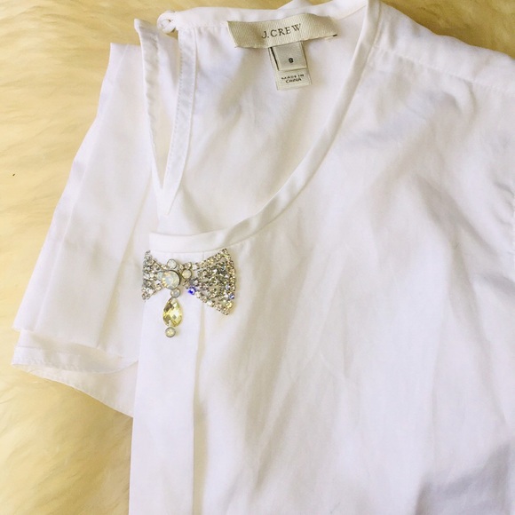 J. CREW Snow Cotton White Top ❤️ - Picture 2 of 7